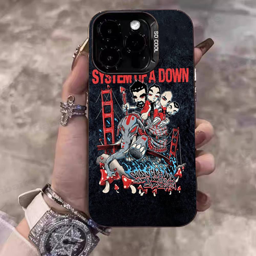 Металлический ремешок System Of A Down Для IPhone 17 16 15 14 13 12 11 Pro Max Plus Матовый цветной задний чехол для телефона