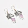 Pink Chalcedony Gemstone Handmade 925 Silver Plated Jewelry Earring 1.89"