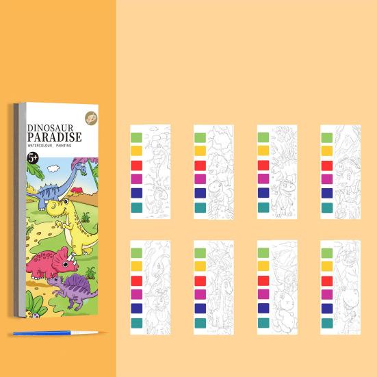 1/7Pcs Watercolor Painting Book Kids DIY Bookmark Fun Drawing Book with 21 Unique Patterns 6 Vibrant Watercolor Shades Painting Pad