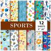 12 Sports Themed Background Hand Account Scrapbook Ball Material Paper Backing Paper