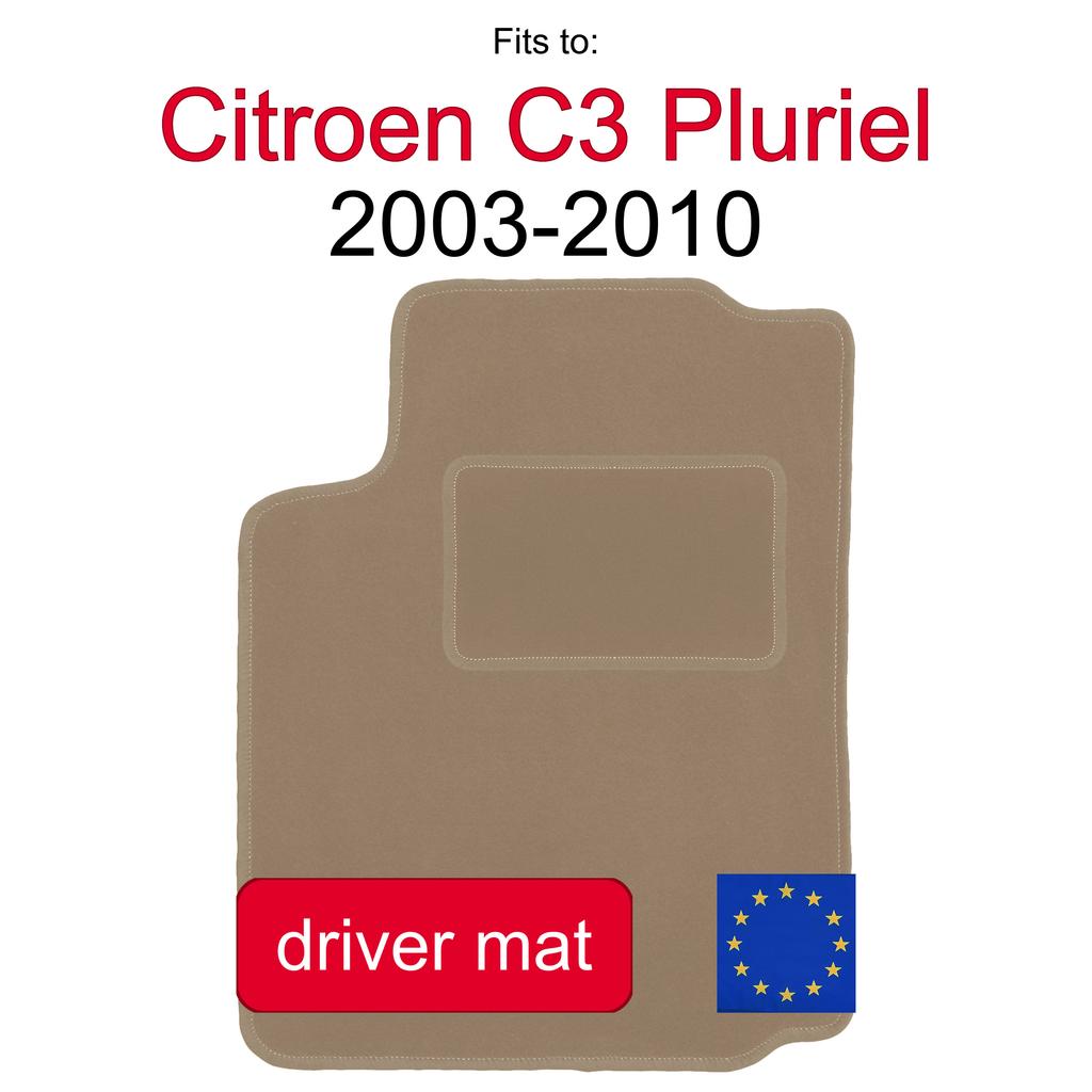Driver Velour Floor Mat For Citroen C3 Pluriel Cabrio (2003-2010)