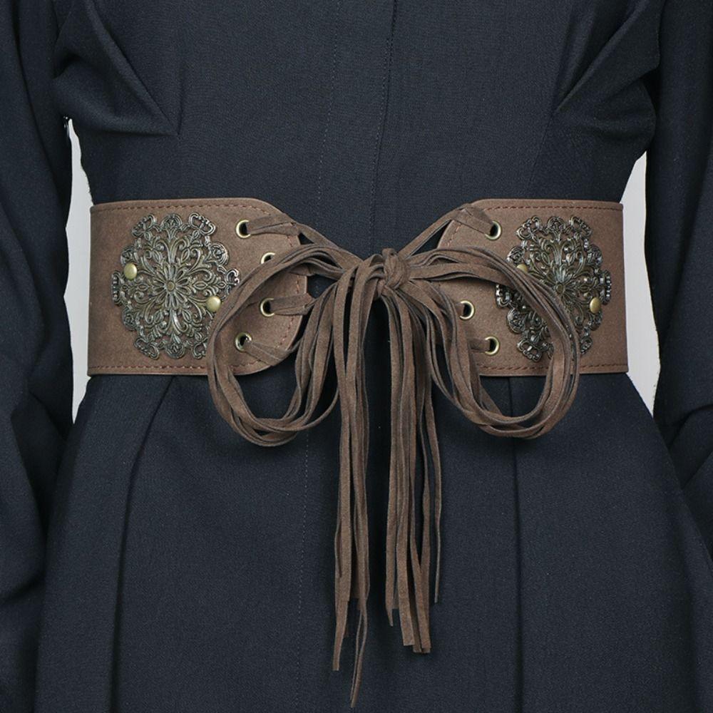 Leopard Print West Cowboy Waist Belt Trouser Decoration Pu Waistbands Splicing Rings Belt  Daily