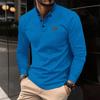 Autumn Winter Men's Polo Shirts Collar Solid Color Long Sleeves Sport Tops Fashion Waffle Casual Polos