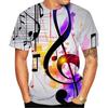 New Fashion Summer 3D High-definition Printed Music Symbols and Note Patterns T-shirt In Street Style Unisex Kids Casual Top