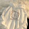 Winter Fleece Women Hoodies White Bear Printed Pullover Pocket Drop Sleeves Hoody Breathable Loose Sweatshirts Cute Ladies Clothes
