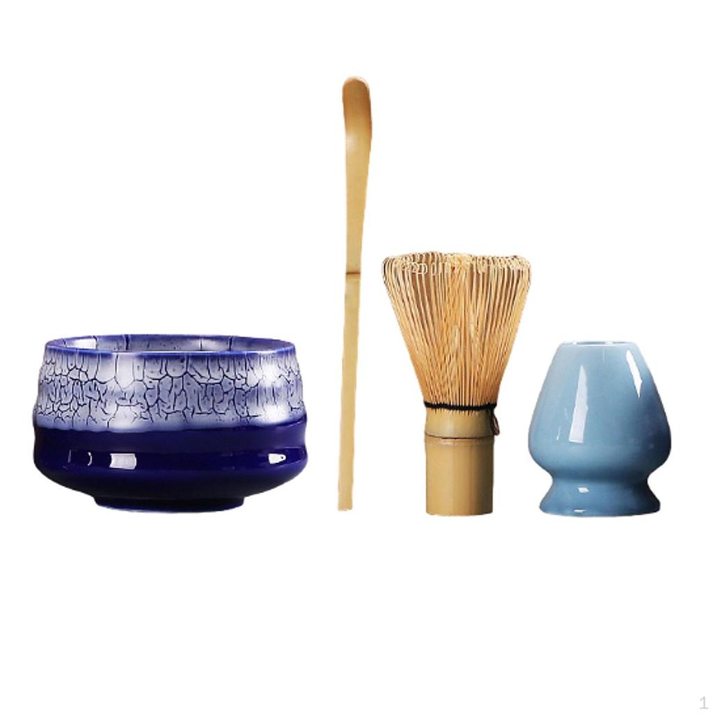 Набор из 4 венчиков для чая матча, полный набор керамических инструментов для заваривания чая в чаше,