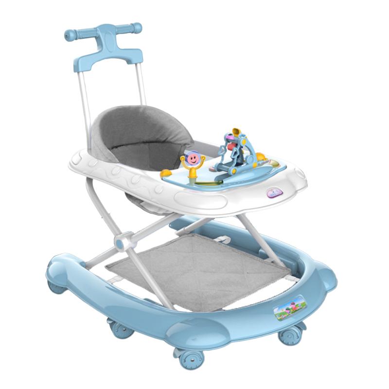 Детские ходунки с тормозом, многофункциональные складные ходунки с защитой от опрокидывания и защитой от опрокидывания, с музыкальной шкатулкой