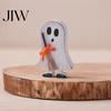 Indoor Seasonal Home Ornament Halloween Wooden Table Sign, Cute Ghost Witch Hat Bat Freestanding Tiered Gift for Friends Tray Ornament, Rustic
