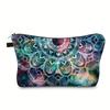3D Galaxy Mandalora Makeup Pouch - Vibrant Cosmic Pattern Polyester Cosmetic Bag with Zipper, Portable Organizer for Travel & Gifts