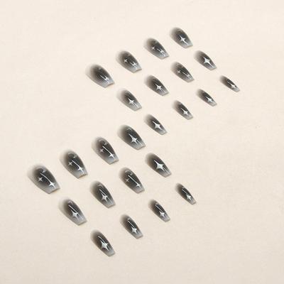 Y2K накладные черные ногти, длинные балетные многоразовые клейкие акриловые накладные ногти, темные искусственные накладные ногти, 24 шт.