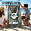 Custom Name Personalized Club Santos Laguna Print Beach Towel, for Trip Camping Beach Party Home Decor, Birthday Gift for Family & Friends
