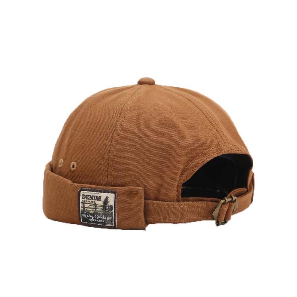 Dome Brimless Hat Unisex Solid Color Bucket Cap Vintage Melon Docker Cap Summer