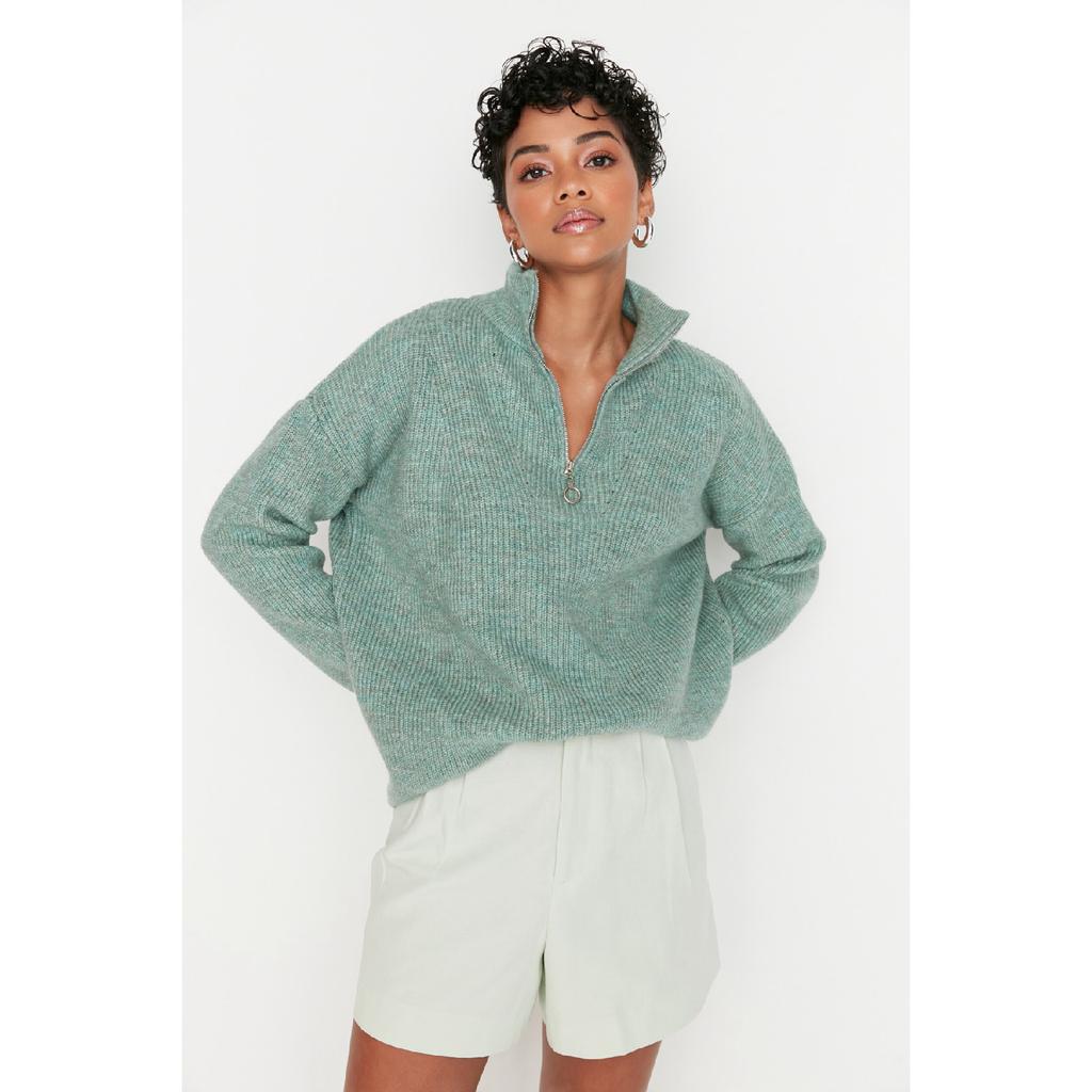 Мягкий текстурированный трикотаж антрацитового цвета на молнии Twoaw20xs0009