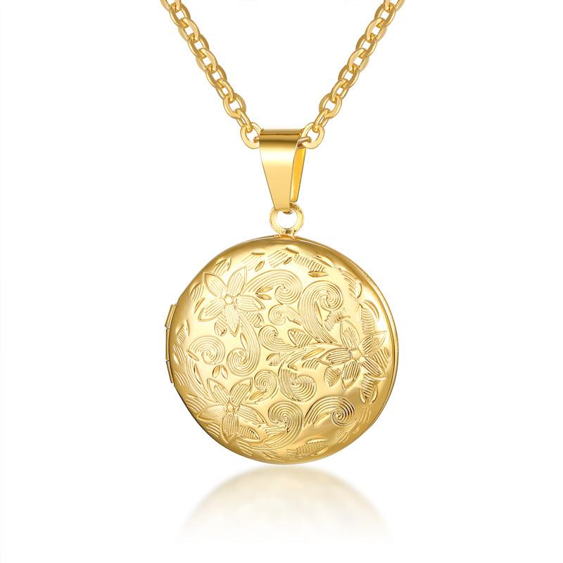 Vnox Монограмма Цветочный Овальный Кулон-Медальон в форме Сердца Ожерелья для Женщин Мужчин, Нержавеющая Сталь Рамка для Фотографии Обещание Любви Памятный Воротник