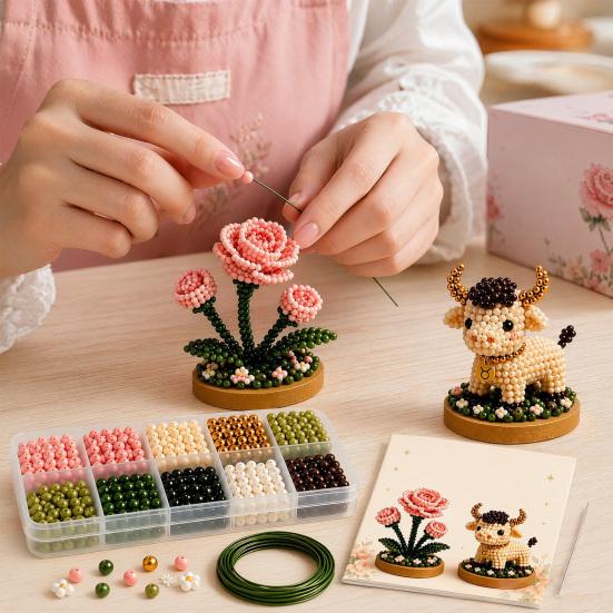 12 Zodiac Signs Bead Craft Kit DIY Beaded Garden Kit 3d Beaded Astrology Flower Kit