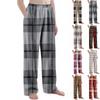 Детские рождественские брюки с клетчатым принтом, плюшевые повседневные брюки