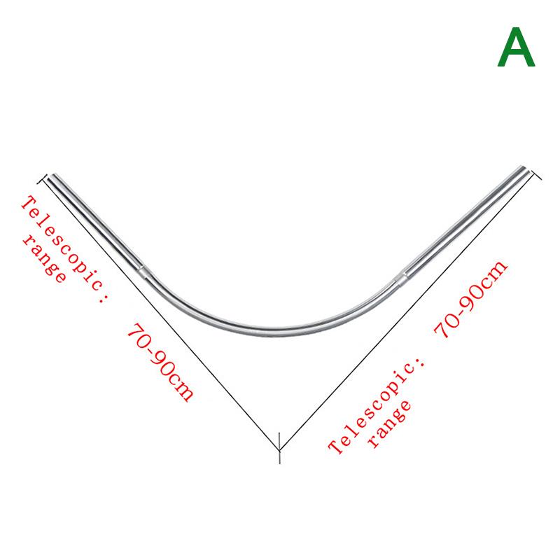 Extendable Curved Shower Curtain Rod Silver L Shaped Stainless Steel Shower Curtain Poles Punch-Free Bathroom Curtain Rail 3Size