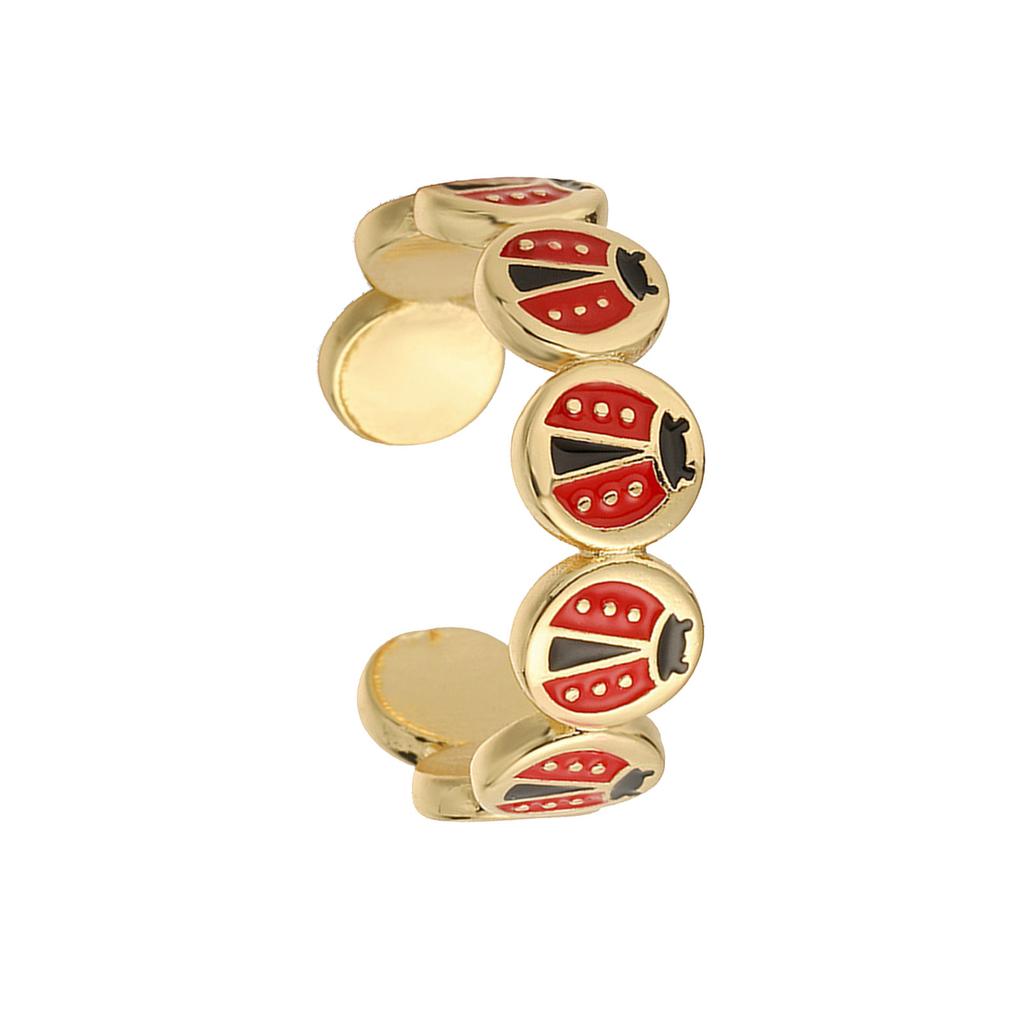 Регулируемое Открывающееся Кольцо Божьи Коровки Разноцветная Капельная Эмаль Детали Легкая Медная Бижутерия Для Женщин Девушек Модные Аксессуары
