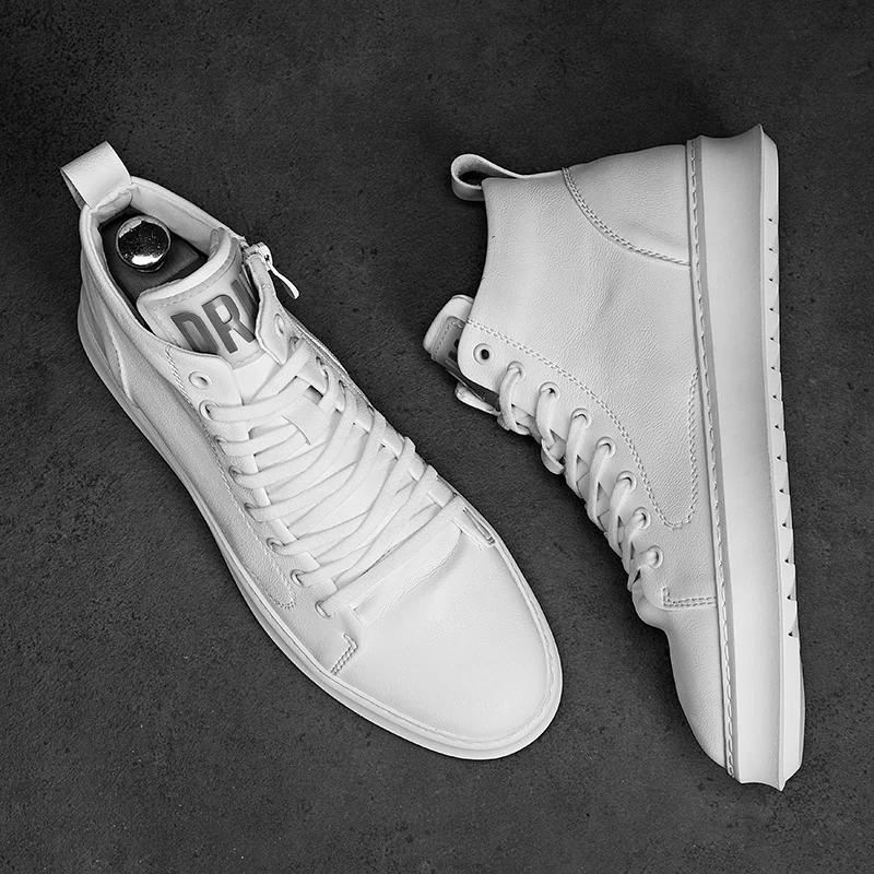 Модные Высококачественные Зимние Ботинки Мужские Модные Повседневные Кожаные Ботинки на Платформе Классика Уличные Противоскользящие Рабочие Повседневные Удобные Ботинки для Ходьбы