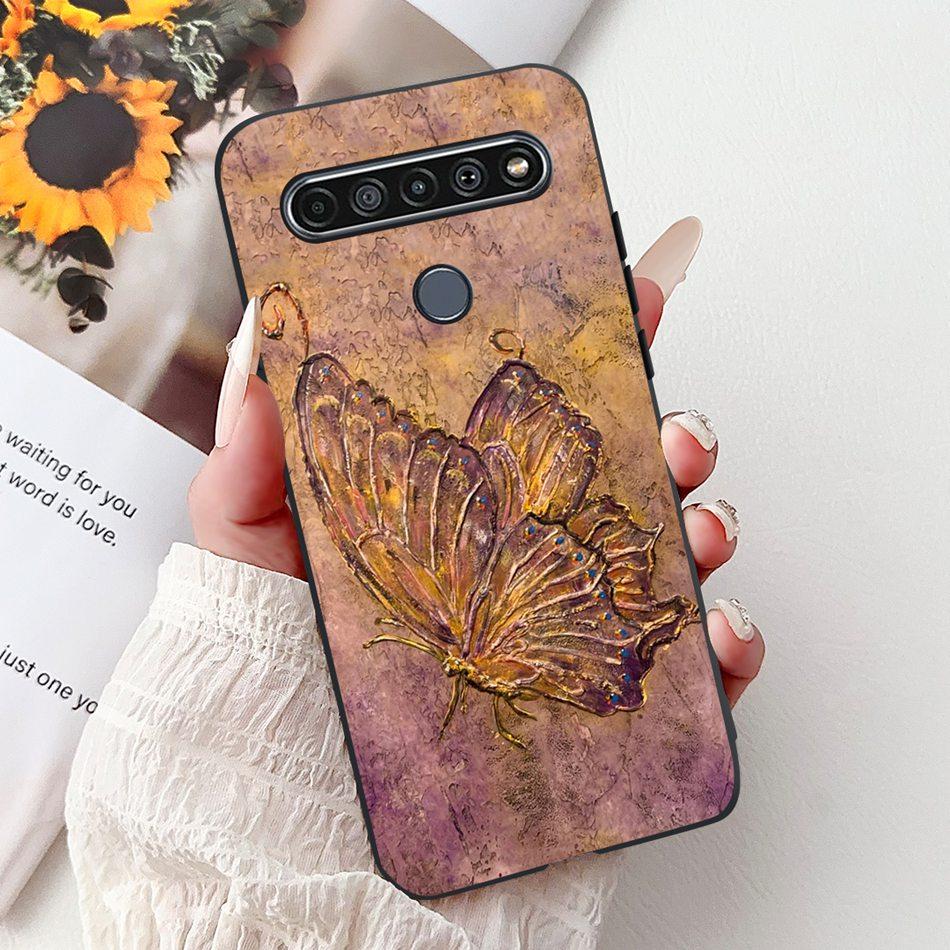 Для LG K41S K51S 2020 Элегантный Чехол для Телефона с Цветочным Котом, Для LG K41S K51S LM-K410 LM-K510 Черный Силиконовый Мягкий Чехол