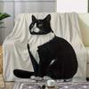 Cute Kitten Pattern Flannel Digital Print Throw Blanket Gift Blanket Cover Nap Mat Comfortable Soft Small Throw Comfortable Air