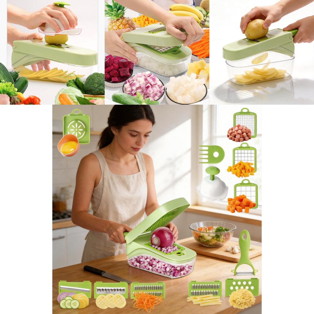 Multifuntional Vegetable Chopper With Stainless Steel Blades For Home Cooking And Meal Prep
