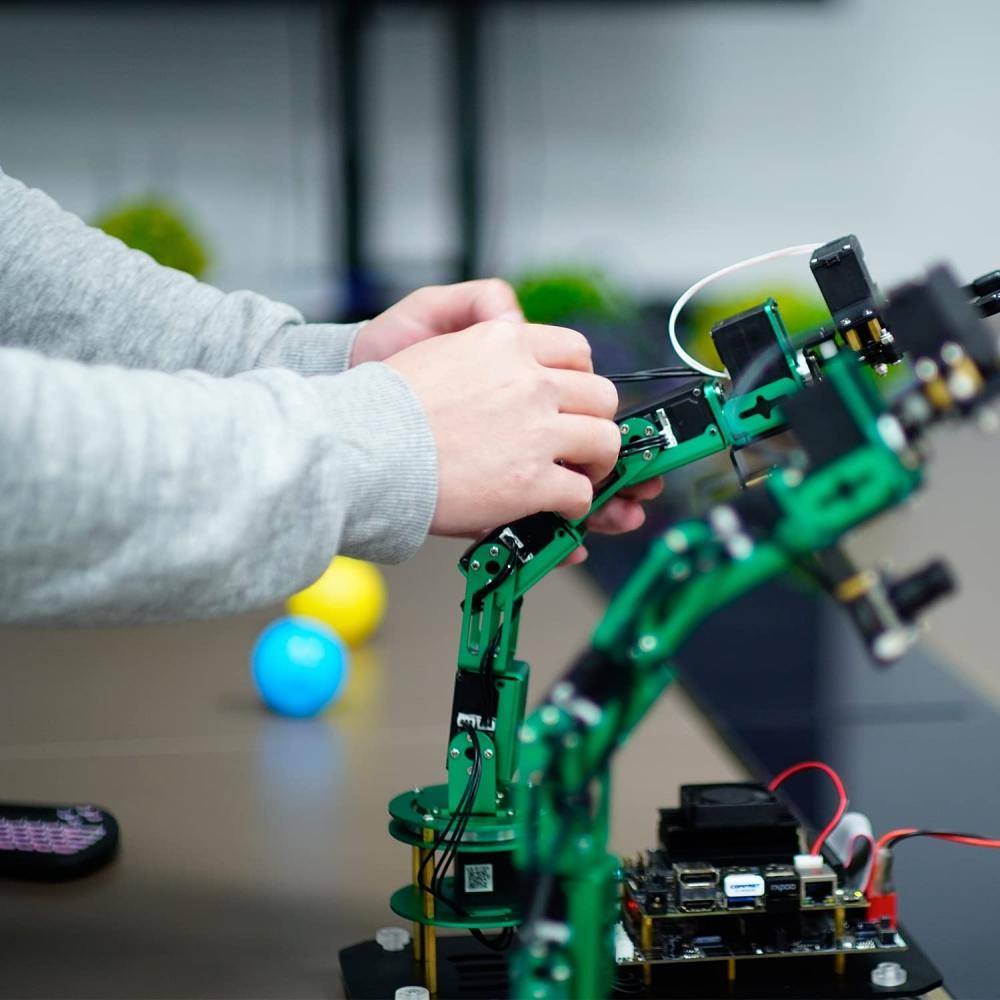 Yahboom Jetson Nano 4 ГБ роботизированная рука-манипулятор с интеллектуальным захватом, распознаванием цвета, голосовым управлением, камерой для строительства на основе искусственного интеллекта, 6-степенной программируемой электронной системой «сделай сам»