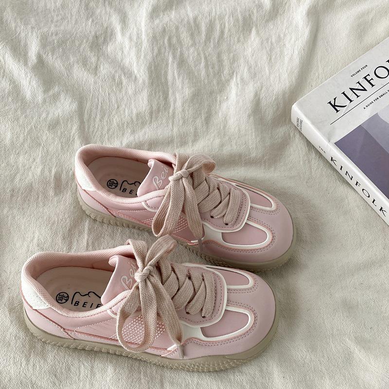 Женские розовые кроссовки Dexun — Niche Design, универсальная повседневная спортивная обувь, весна и осень 2024 г., белый цвет Forrest Gump.