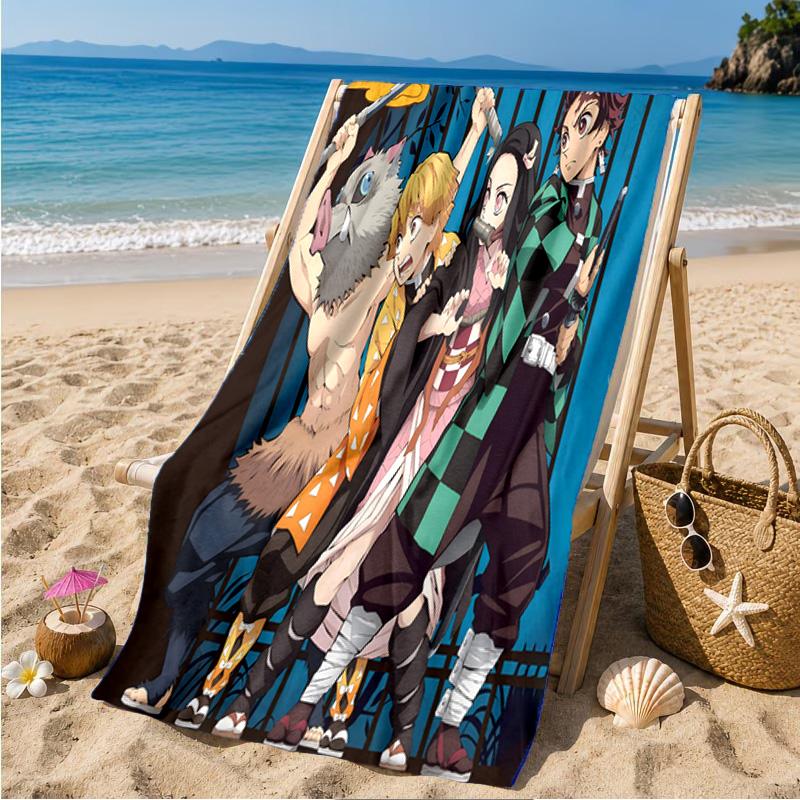 Demon Anime Group Beach Towel Microfiber Beach Towel, Lightweight and Quick-Dry, for Summer Travel, Swimming Pool Fan Birthday Gift