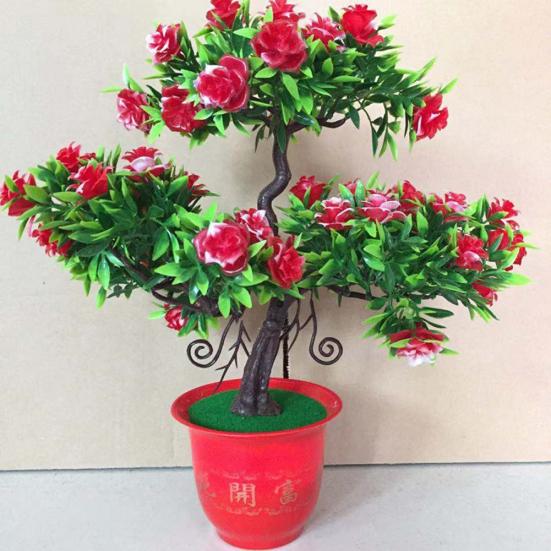 Искусственный цветок розы Приветствие гостя Сосновое растение Горшок для домашнего рабочего стола Офисный декор