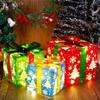 3PCS Lighted Gift Boxes Christmas Decorations Snowflake Present Boxes Christmas Home Gift Box for Indoor Home Yard Lawn Decor