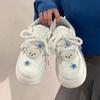 Женские Каваи Голубые Кроссовки на Платформе Белая Обувь Вулканизированная Милая Повседневная Обувь Скейтборд Теннис Женская