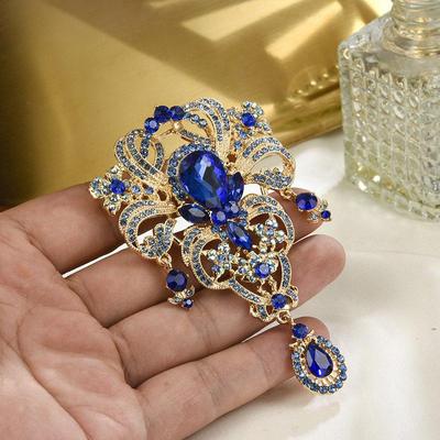 Креативная брошь-корона из сплава для женщин, корсаж, женские цветные стразы и украшения в виде капель