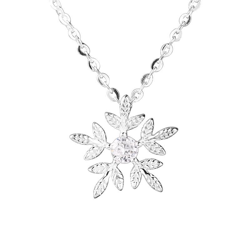 Комплект колье и серег-пусет из стерлингового серебра 925 пробы «Снежинка» - Изысканные осенне-зимние рождественские подарочные аксессуары.