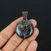 Labradorite Pendant, Handmade Gemstone 999 Copper Wire Wrapped Pendant Antique Jewelry, For Gift Silver Jewelry