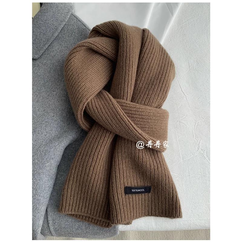 High Quality Grey 100% Pure Wool Selected Australian Solid Scarf Women Men Knitted Warm Wool Muffler Female Male Winter Fall