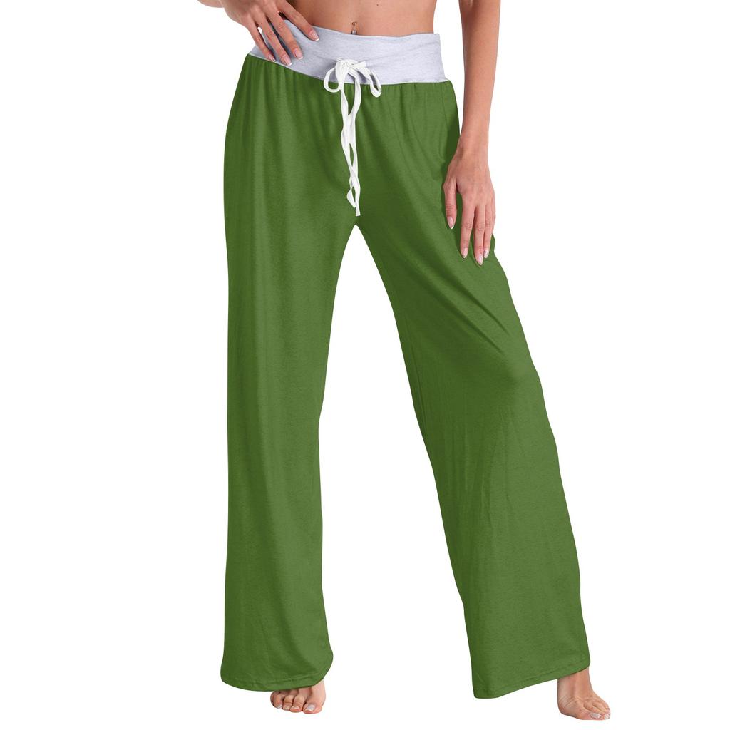 Women's Fashion Casual Comfortable Pajama Pants Printed Drawstring Wide Leg Pants Trousers