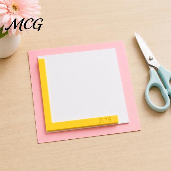 Framing Spacer Ruler Set Paper Crafting Alignment Guides with Storage Case, 5 Pcs Color-Coded L-Shaped Engraved Size Markings Spacers Tabs for