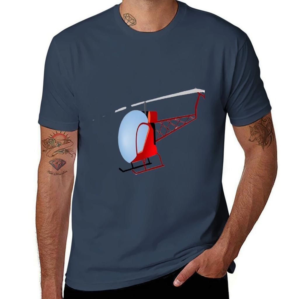 Small minimalist helicopter design TShirt Christmas Casual Short Sleeve Top