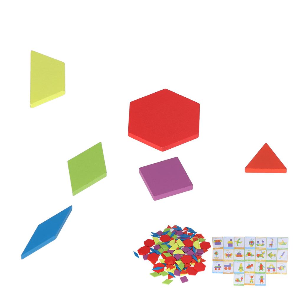 Игрушки Tangram, развивающие яркие геометрические формы, головоломки, деревянные блоки с узорами, набор для детей