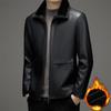 Кожаная куртка мужская бархатная утолщенная мужская меховая зимняя теплая кожаная куртка с лацканами
