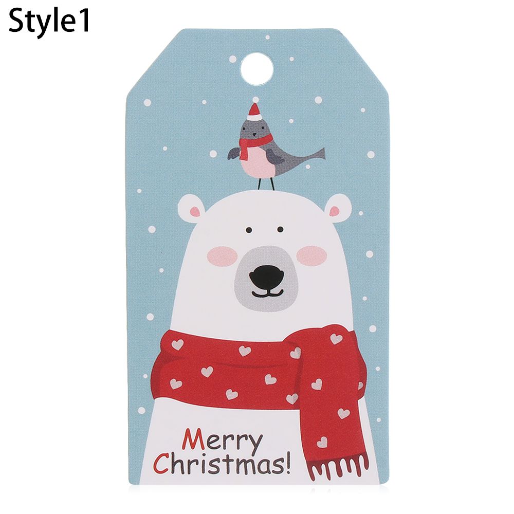 50 шт. Рождественские бумажные бирки-этикетки для подарков с веревкой 10 м Санта-Клаус Снежинка Рождественский подарок Этикетка для упаковки конфет Бирки из крафт-бумаги