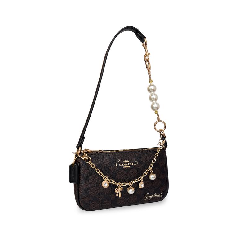 COACH shoulder bag [Customized bag] Nolita 19 Twilight Pearl Palace style Elegant and high-end Gilt Pearl Rhyme Basic Package (Pack + Dust Bag)