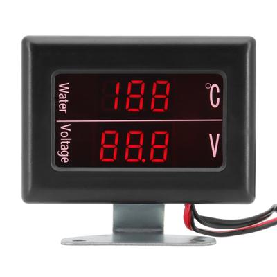 Двойной красный светодиодный цифровой вольтметр, вольтметр, квадратный датчик температуры воды, индикатор термометра для автомобиля с датчиком 1/8 NPT для автомобиля и грузовика