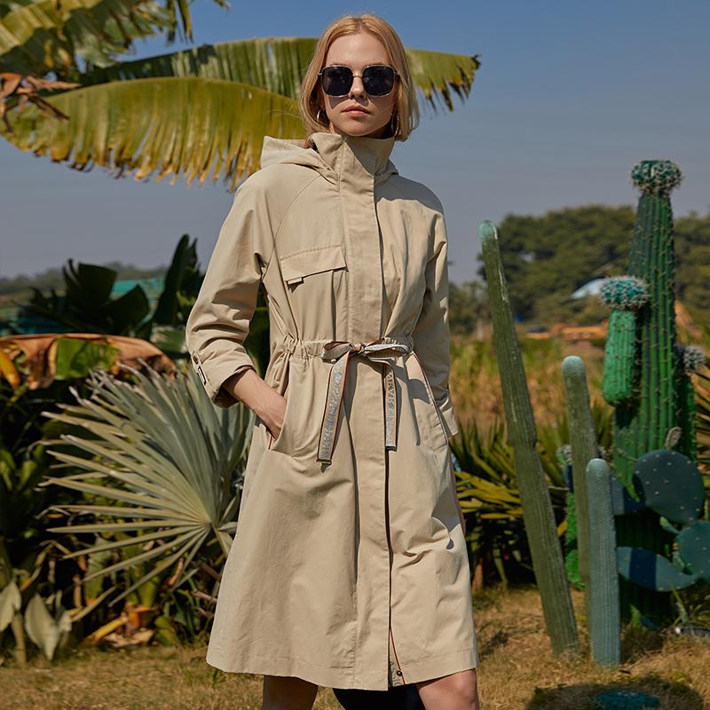 Ветровка ZIAI, весеннее повседневное универсальное длинное пальто с эластичной резинкой на талии, осеннее модное возрастное длинное пальто со свободным чехлом