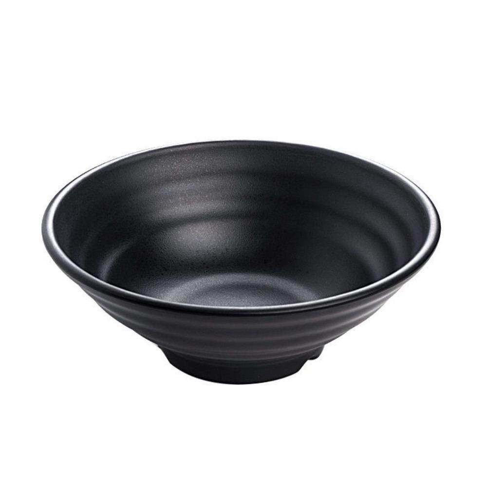 Soup Bowls Melamine Ramen Bowl Ring Stripes Pure Black Fruit Salad Bowl Japanese Style Large Capacity Noodle Bowl Rice