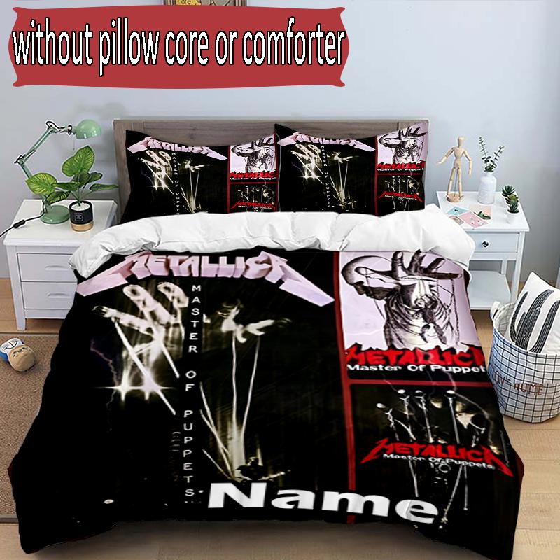 3pcs Duvet Cover Set (1*Duvet Cover + 2*Pillowcase, Without Core), Custom Name Master of Puppets Pattern Bedding Set, Home Bedroom Decor Gift