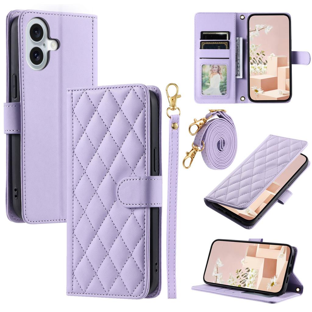 For iPhone 17 Case Wallet Rhombus Grid PU Leather Phone Cover