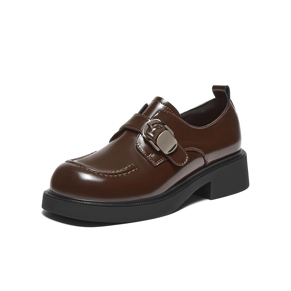 Best 25 Spring Retro College Style Le Fu Shoes Coarse Heel Round Head Women's Singles BG254AM5