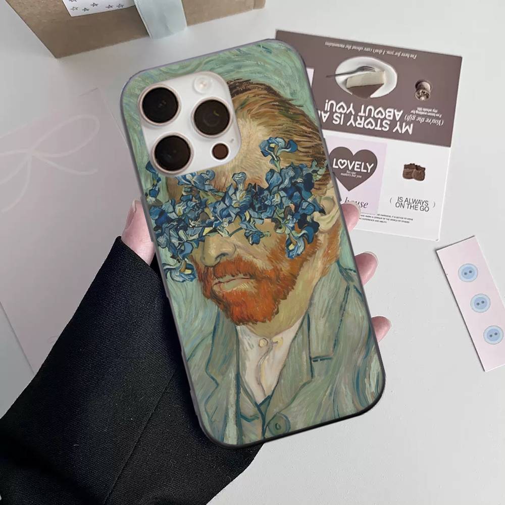 Чехол для телефона с картиной Ван Гога маслом Для IPhone 16 15 17 Pro 11 12 13 14 Pro Max Plus Мягкий Силиконовый Чехол-Ракушка с Волнистым Рисунком
